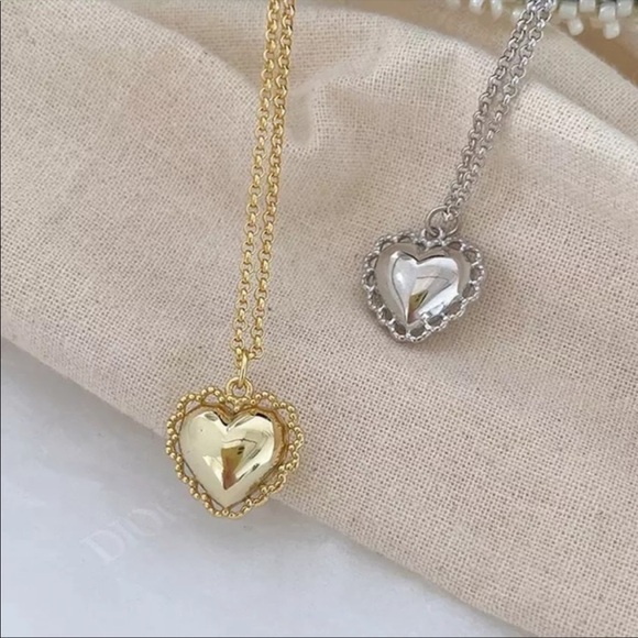 925 STERLING SILVER LACE HEART NECKLACE, NICE NECKLACE, CUTE NECKLACE - Picture 2 of 6